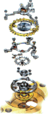 Das Tourbillon einer mechanischen Uhr. Hier ist besondere Präzision bei der Reparatur einer mechanischen Uhr notwendig. Das Tourbillon einer mechanischen Uhr.